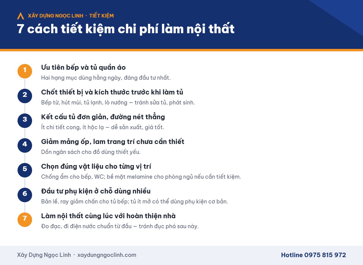 7 cách tiết kiệm chi phí làm nội thất