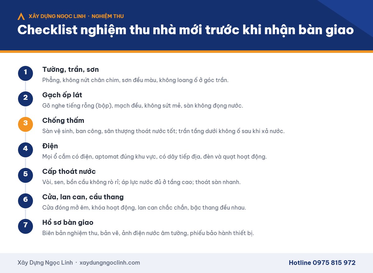Nghiệm thu nhà mới – checklist 7 hạng mục trước khi nhận bàn giao