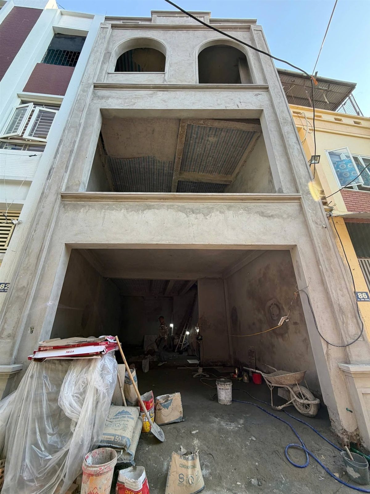 Khung nhà phố đang thi công tại Thanh Hóa
