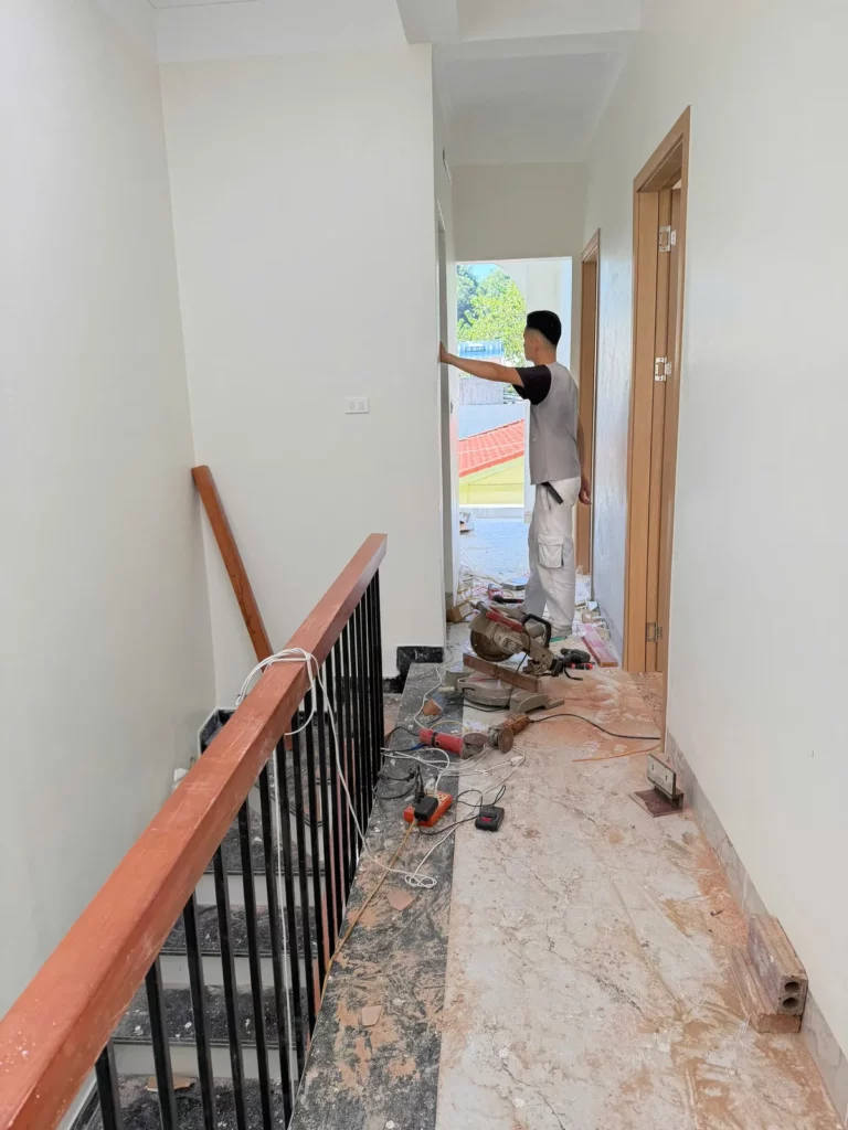 Lắp lan can cầu thang nhà phố 3 tầng tại Tân Thảo, Thanh Hóa