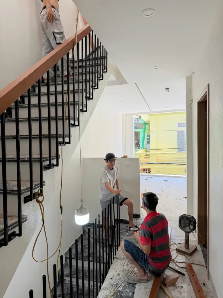 Thi công hoàn thiện cầu thang nhà phố 3 tầng tại Thanh Hóa